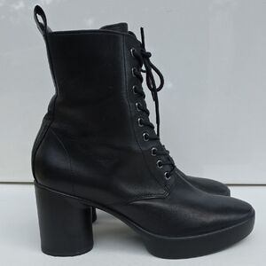 469 ECCO Shape Sculpted Motion 55 Black Leather Lace-Up Boots Size 41 (10-10.5)